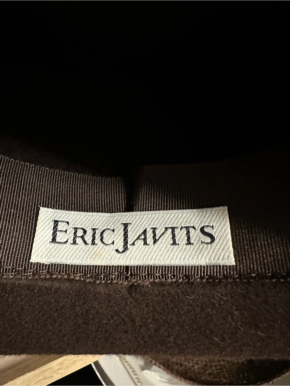 Eric Javits Brown Wool Hat with Black Ribbon Tag flat top - Picture 7 of 7